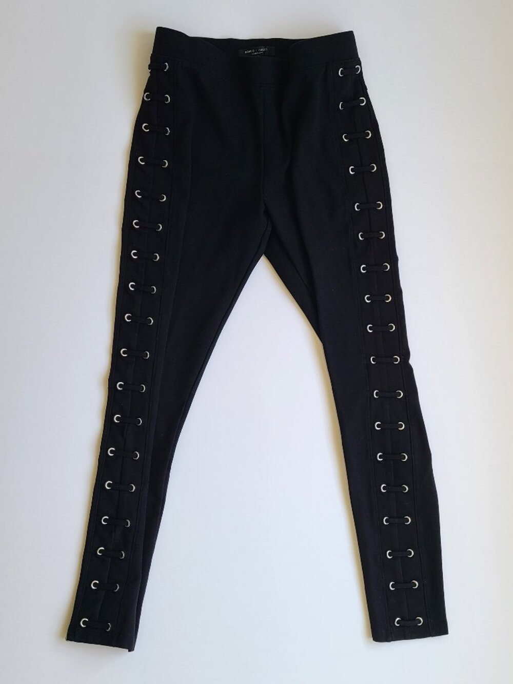Romeo & Juliet Laced Leggings M Black Skinny Pants Ponte Knit Cosplay Costume